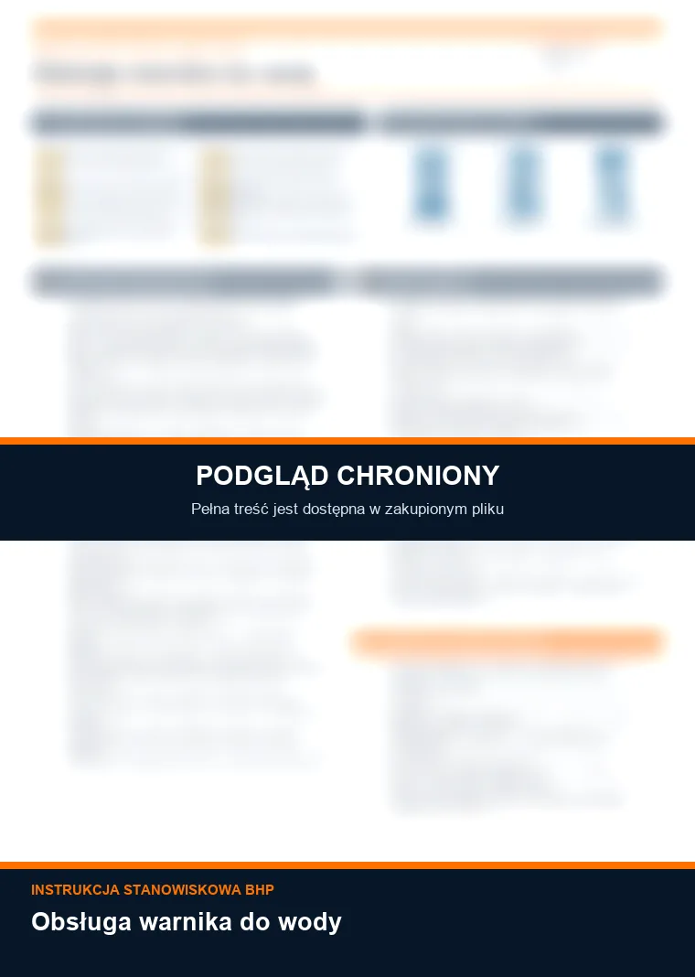 Instrukcja BHP - Obsługa warnika do wody - chroniony podgląd instrukcji stanowiskowej
