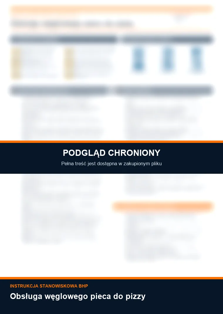 Instrukcja BHP - Obsługa węglowego pieca do pizzy - chroniony podgląd instrukcji stanowiskowej