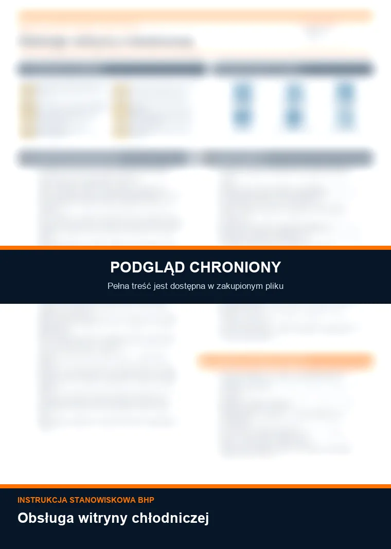 Instrukcja BHP - Obsługa witryny chłodniczej - chroniony podgląd instrukcji stanowiskowej