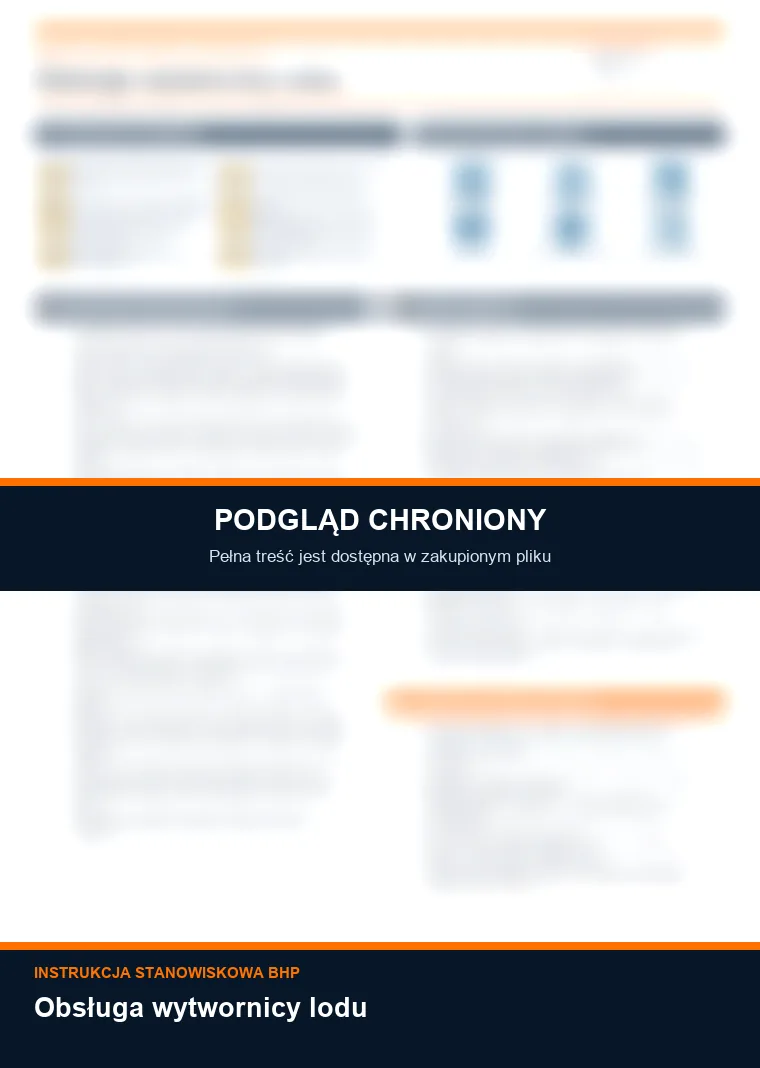 Instrukcja BHP - Obsługa wytwornicy lodu - chroniony podgląd instrukcji stanowiskowej