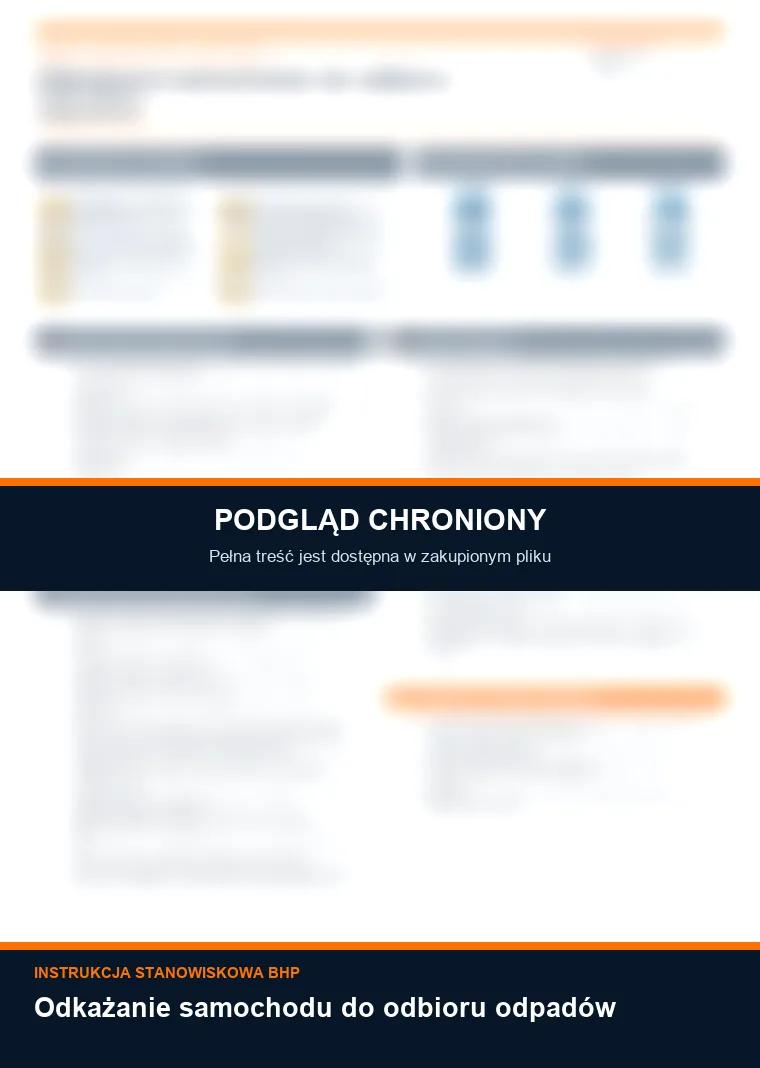 Instrukcja BHP - Odkażanie samochodu do odbioru odpadów - chroniony podgląd instrukcji stanowiskowej