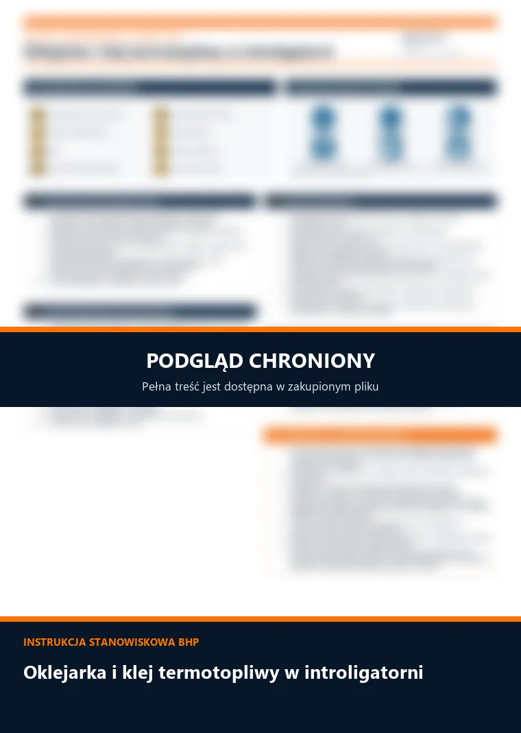 Instrukcja BHP - Oklejarka i klej termotopliwy w introligatorni - chroniony podgląd instrukcji stanowiskowej