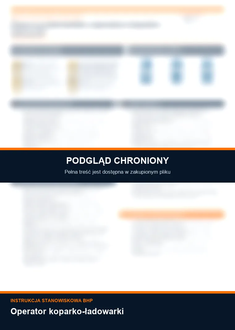 Instrukcja BHP - Operator koparko-ładowarki - chroniony podgląd instrukcji stanowiskowej