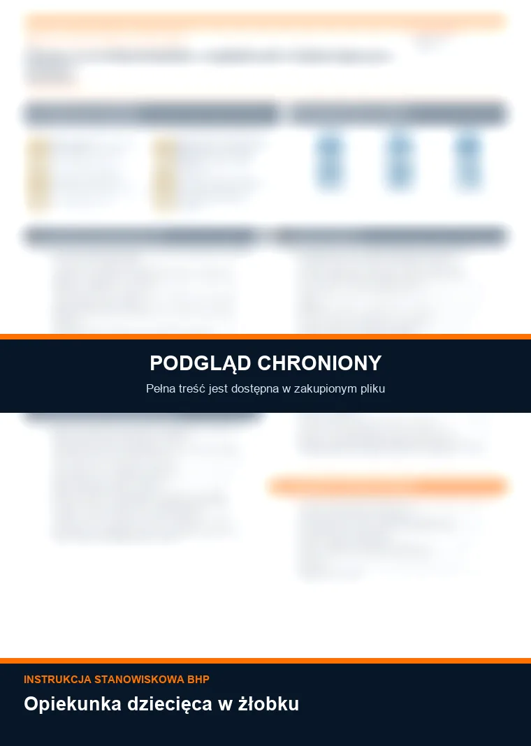 Instrukcja BHP - Opiekunka dziecięca w żłobku - chroniony podgląd instrukcji stanowiskowej