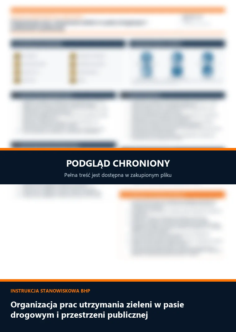 Instrukcja BHP - Organizacja prac utrzymania zieleni w pasie drogowym i przestrzeni publicznej - chroniony podgląd instrukcji stanowiskowej