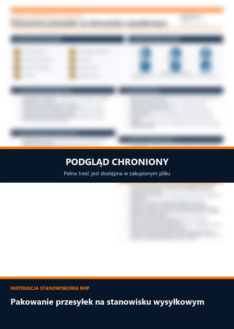 Instrukcja BHP - Pakowanie przesyłek na stanowisku wysyłkowym - chroniony podgląd instrukcji stanowiskowej