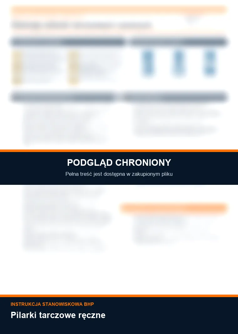 Instrukcja BHP - Pilarki tarczowe ręczne - chroniony podgląd instrukcji stanowiskowej