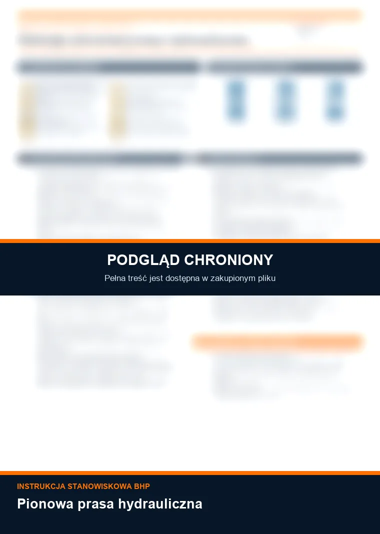 Instrukcja BHP - Pionowa prasa hydrauliczna - chroniony podgląd instrukcji stanowiskowej