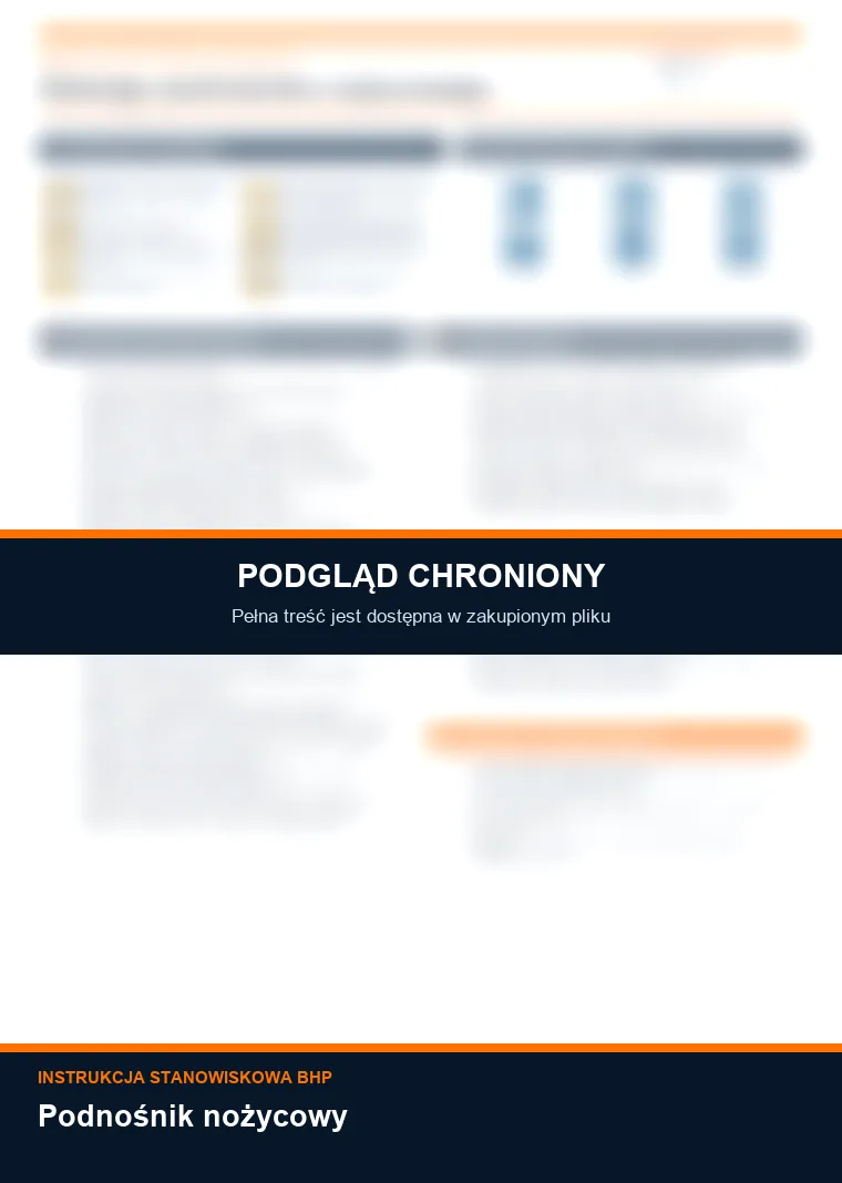 Instrukcja BHP - Podnośnik nożycowy - chroniony podgląd instrukcji stanowiskowej