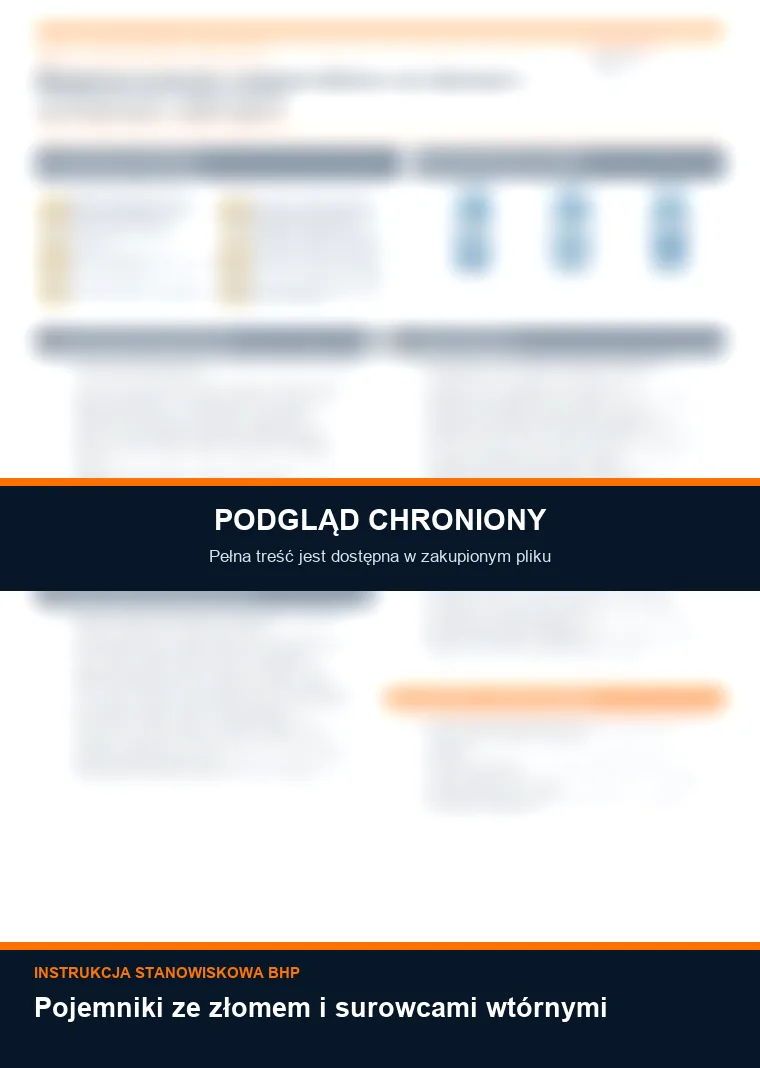 Instrukcja BHP - Pojemniki ze złomem i surowcami wtórnymi - chroniony podgląd instrukcji stanowiskowej