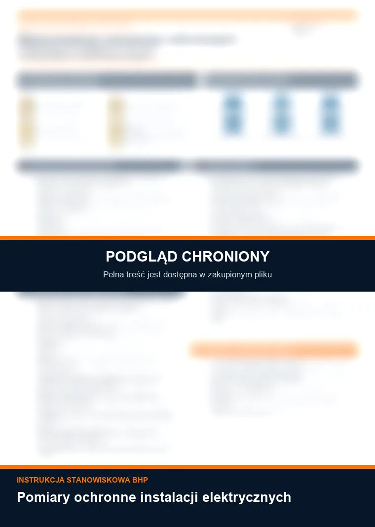 Instrukcja BHP - Pomiary ochronne instalacji elektrycznych - chroniony podgląd instrukcji stanowiskowej