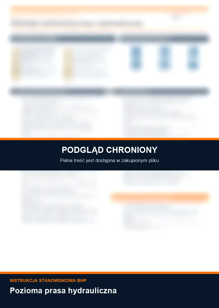 Instrukcja BHP - Pozioma prasa hydrauliczna - chroniony podgląd instrukcji stanowiskowej