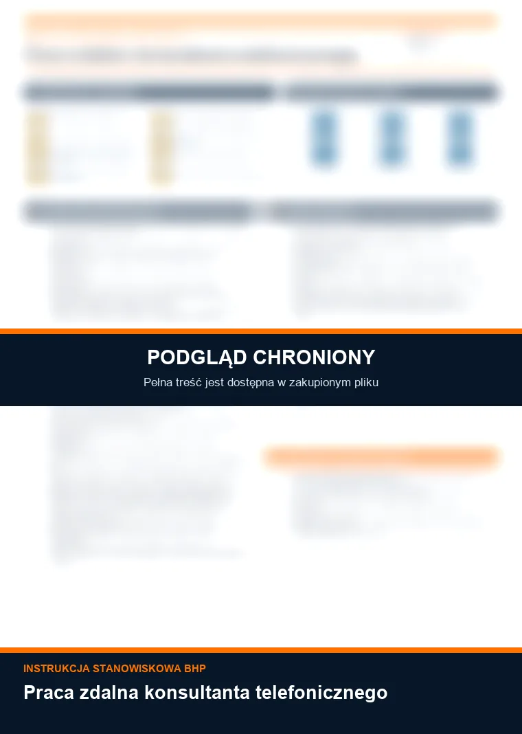 Instrukcja BHP - Praca zdalna konsultanta telefonicznego - chroniony podgląd instrukcji stanowiskowej