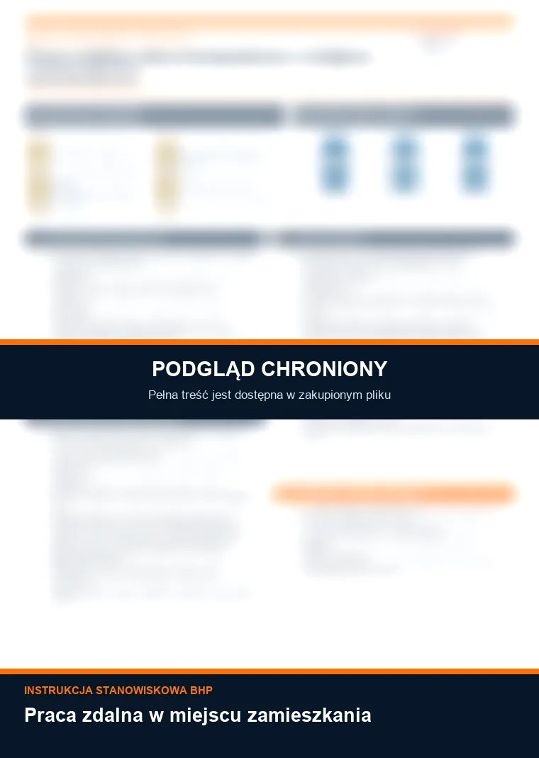 Instrukcja BHP - Praca zdalna w miejscu zamieszkania - chroniony podgląd instrukcji stanowiskowej