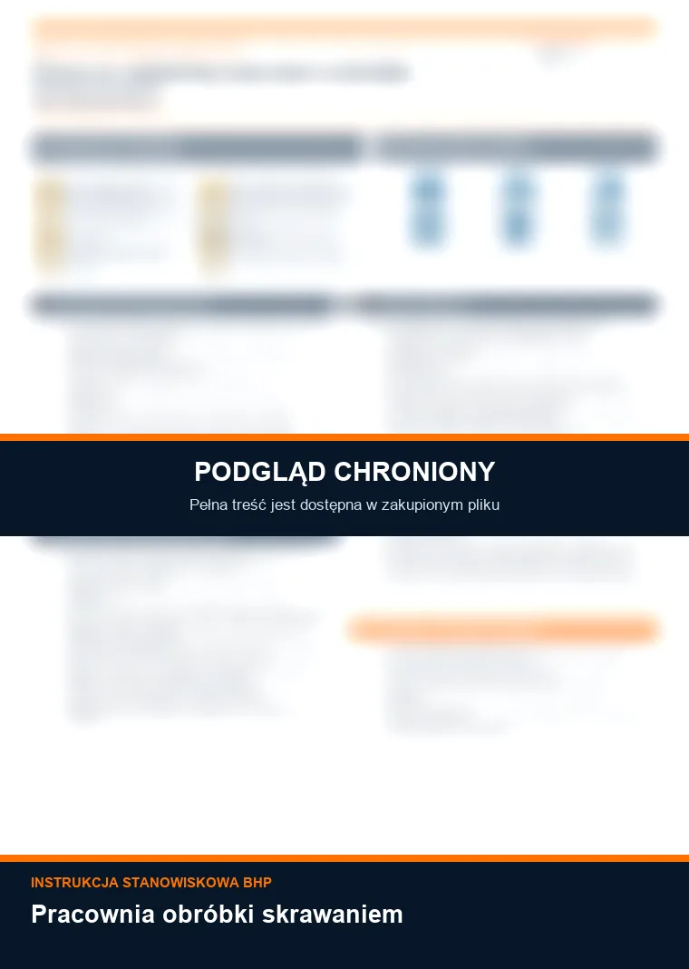 Instrukcja BHP - Pracownia obróbki skrawaniem - chroniony podgląd instrukcji stanowiskowej