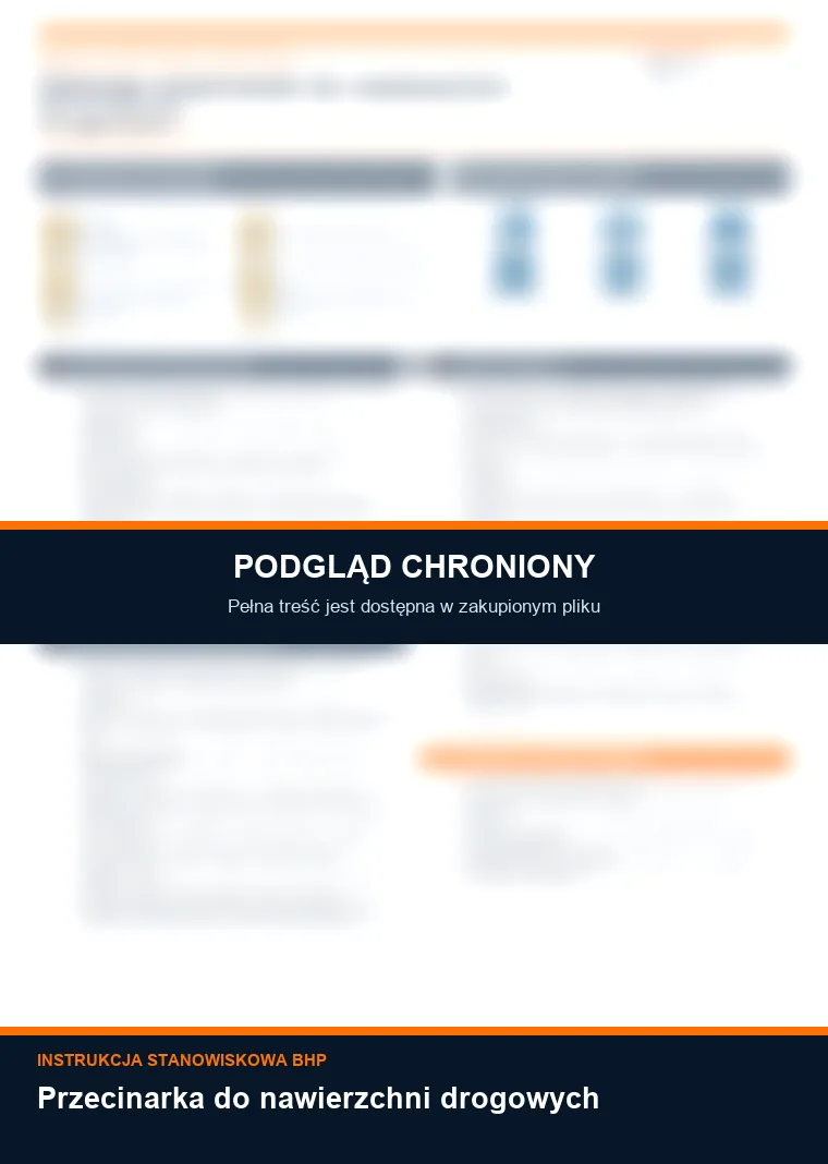 Instrukcja BHP - Przecinarka do nawierzchni drogowych - chroniony podgląd instrukcji stanowiskowej