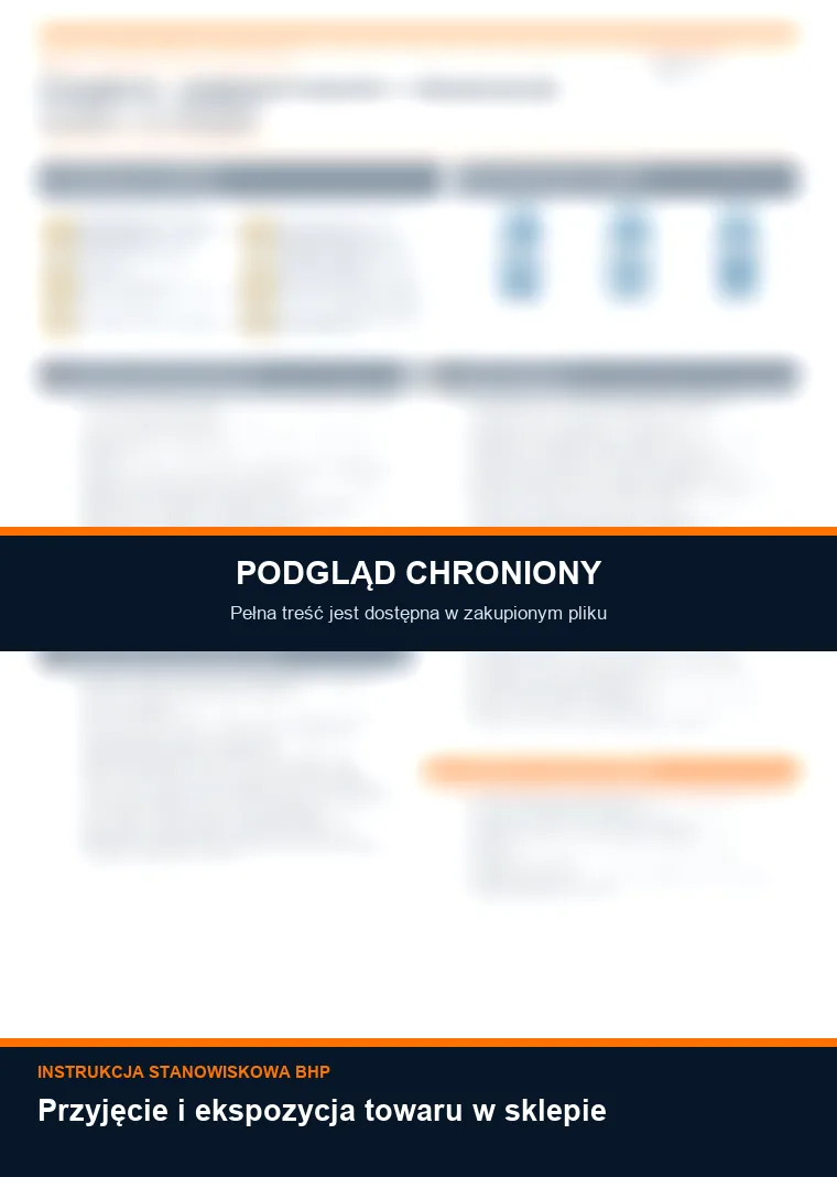Instrukcja BHP - Przyjęcie i ekspozycja towaru w sklepie - chroniony podgląd instrukcji stanowiskowej