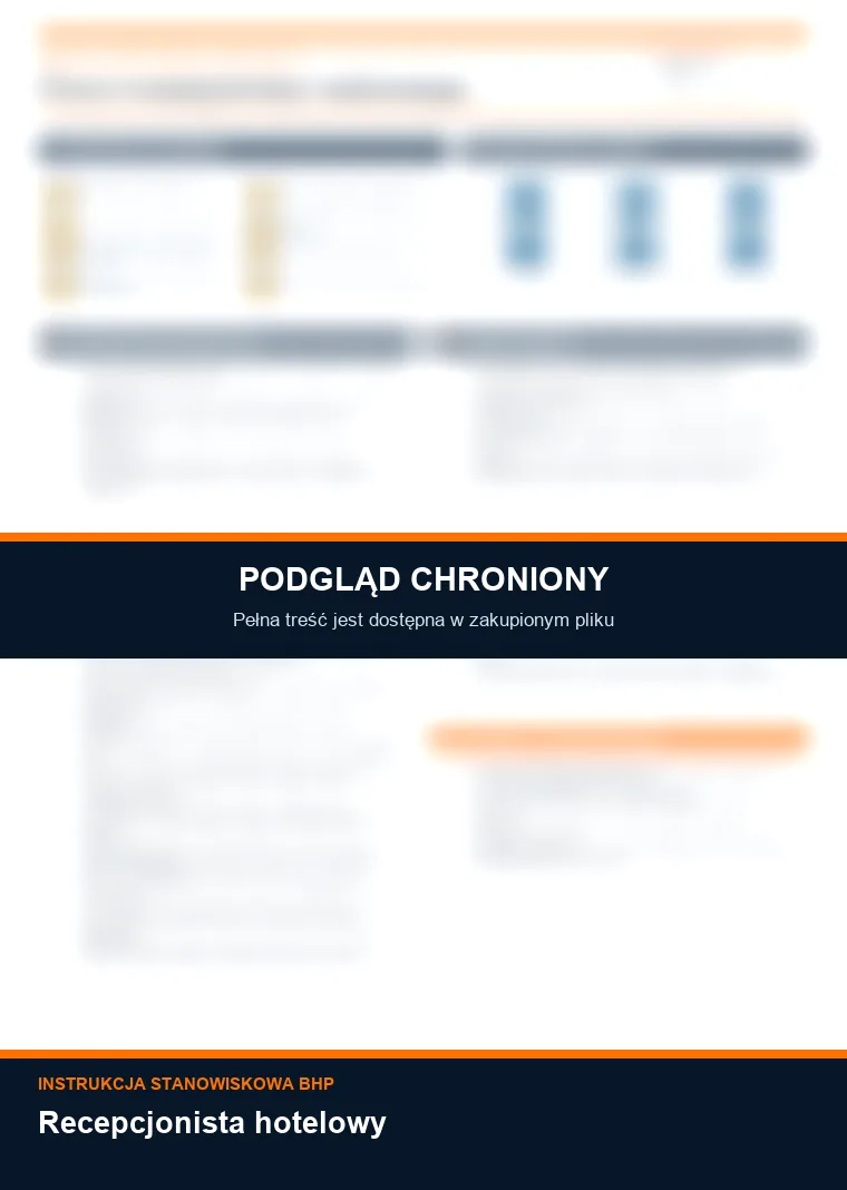 Instrukcja BHP - Recepcjonista hotelowy - chroniony podgląd instrukcji stanowiskowej