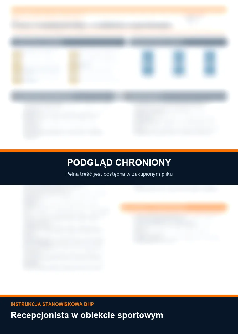 Instrukcja BHP - Recepcjonista w obiekcie sportowym - chroniony podgląd instrukcji stanowiskowej