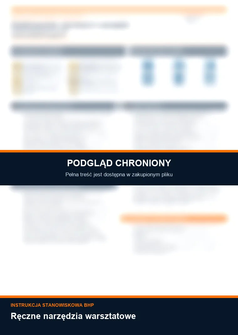 Instrukcja BHP - Ręczne narzędzia warsztatowe - chroniony podgląd instrukcji stanowiskowej