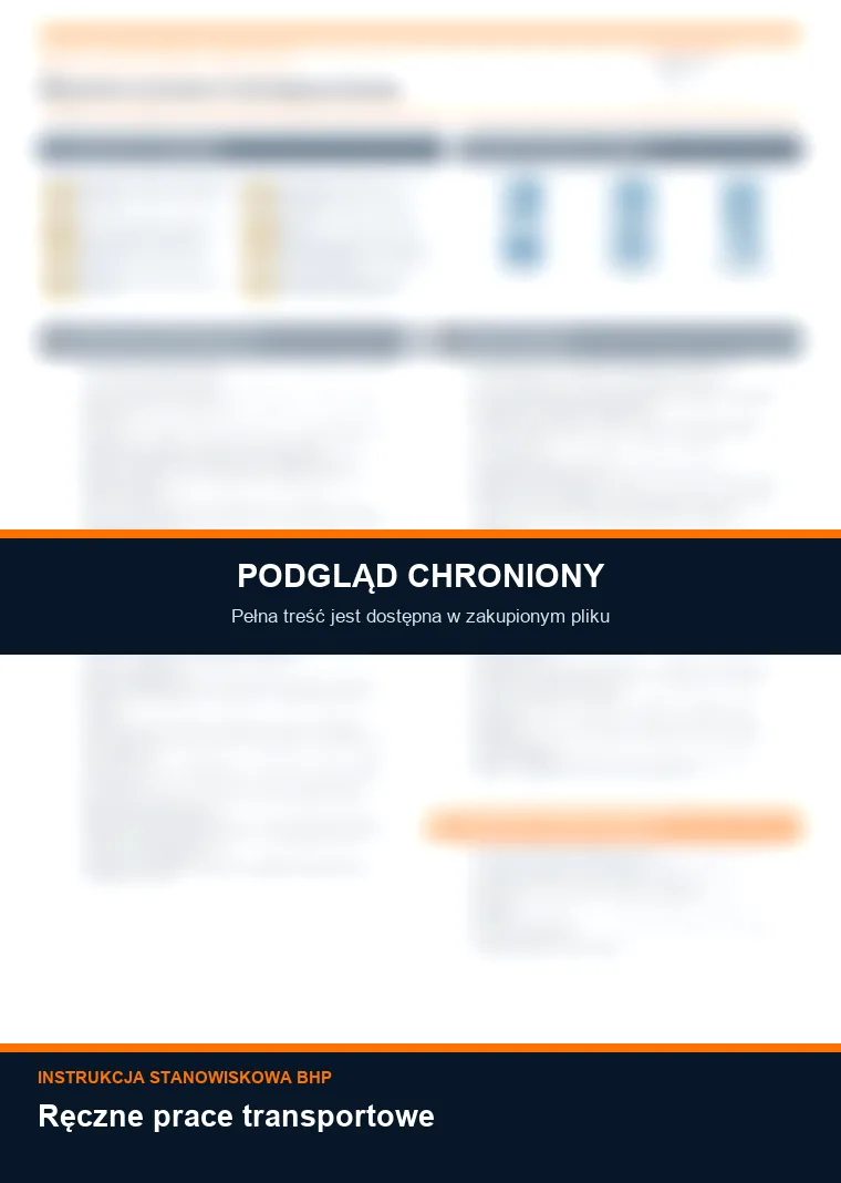 Instrukcja BHP - Ręczne prace transportowe - chroniony podgląd instrukcji stanowiskowej