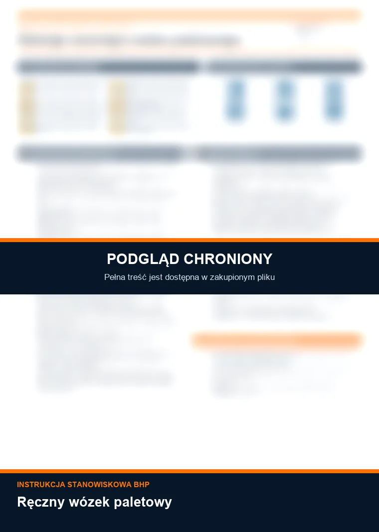 Instrukcja BHP - Ręczny wózek paletowy - chroniony podgląd instrukcji stanowiskowej