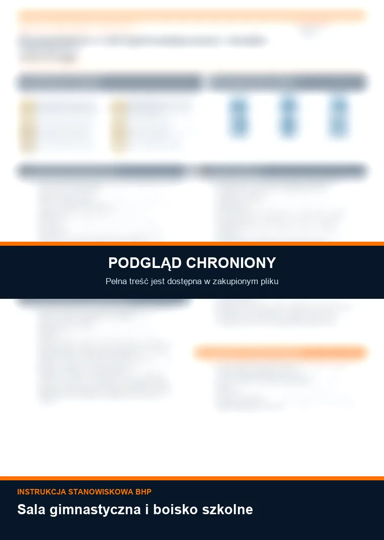 Instrukcja BHP - Sala gimnastyczna i boisko szkolne - chroniony podgląd instrukcji stanowiskowej