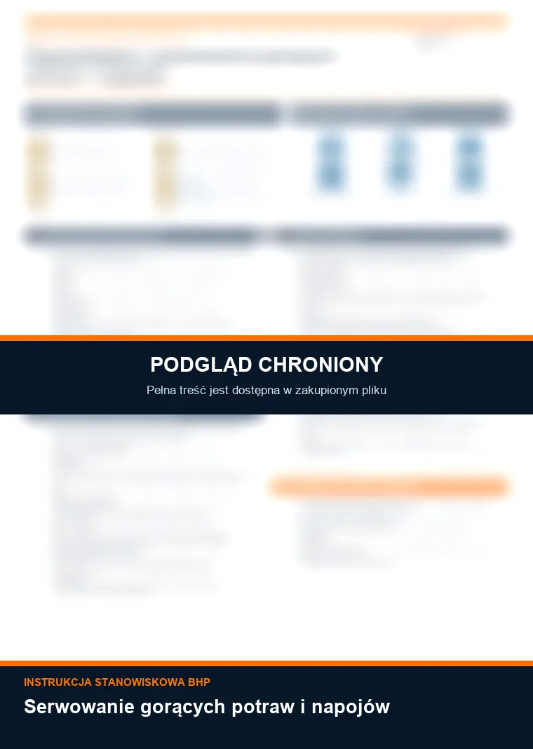 Instrukcja BHP - Serwowanie gorących potraw i napojów - chroniony podgląd instrukcji stanowiskowej