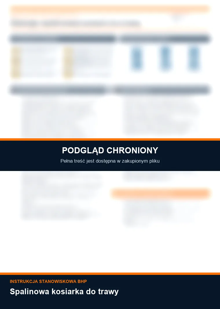 Instrukcja BHP - Spalinowa kosiarka do trawy - chroniony podgląd instrukcji stanowiskowej