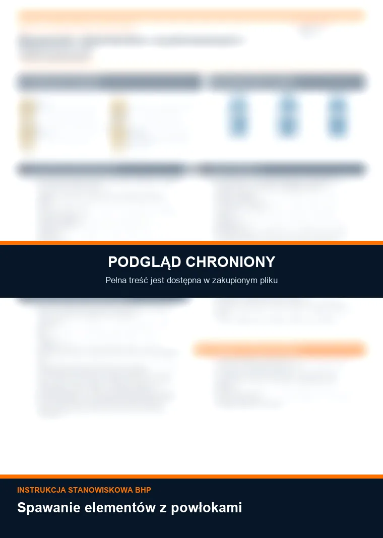 Instrukcja BHP - Spawanie elementów z powłokami - chroniony podgląd instrukcji stanowiskowej