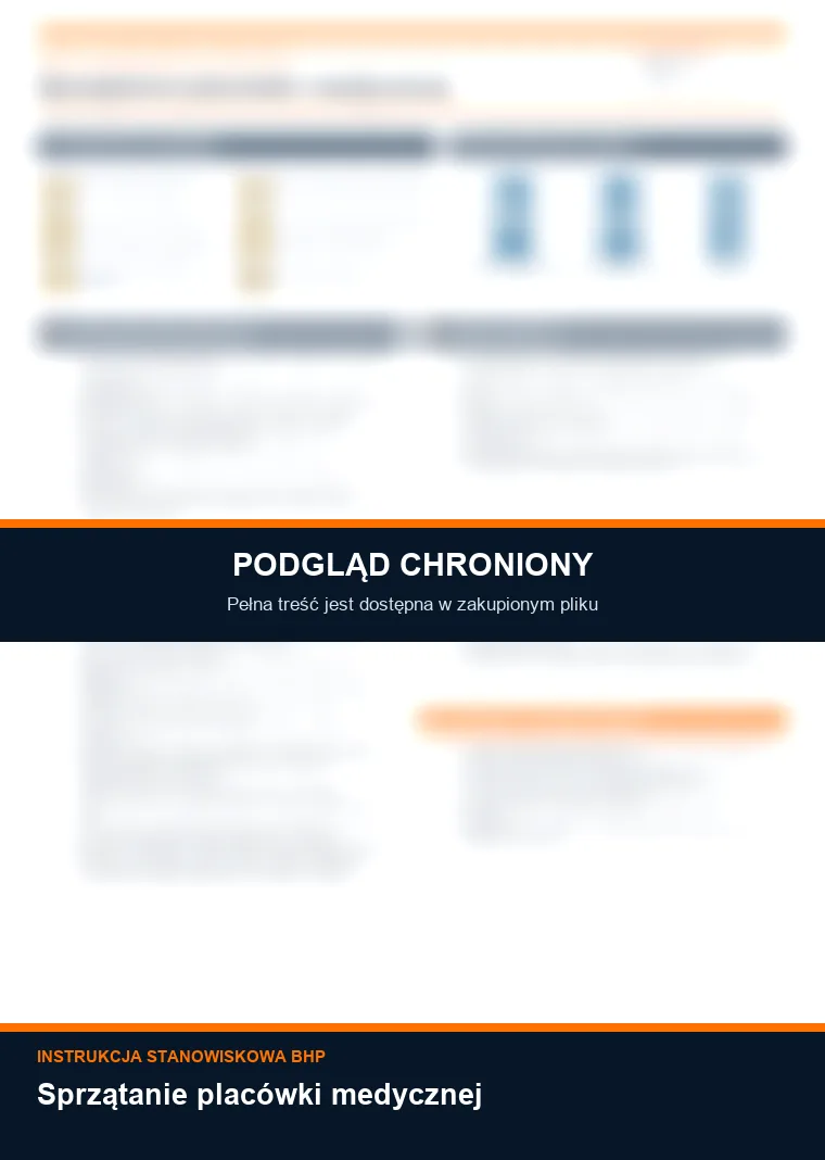 Instrukcja BHP - Sprzątanie placówki medycznej - chroniony podgląd instrukcji stanowiskowej