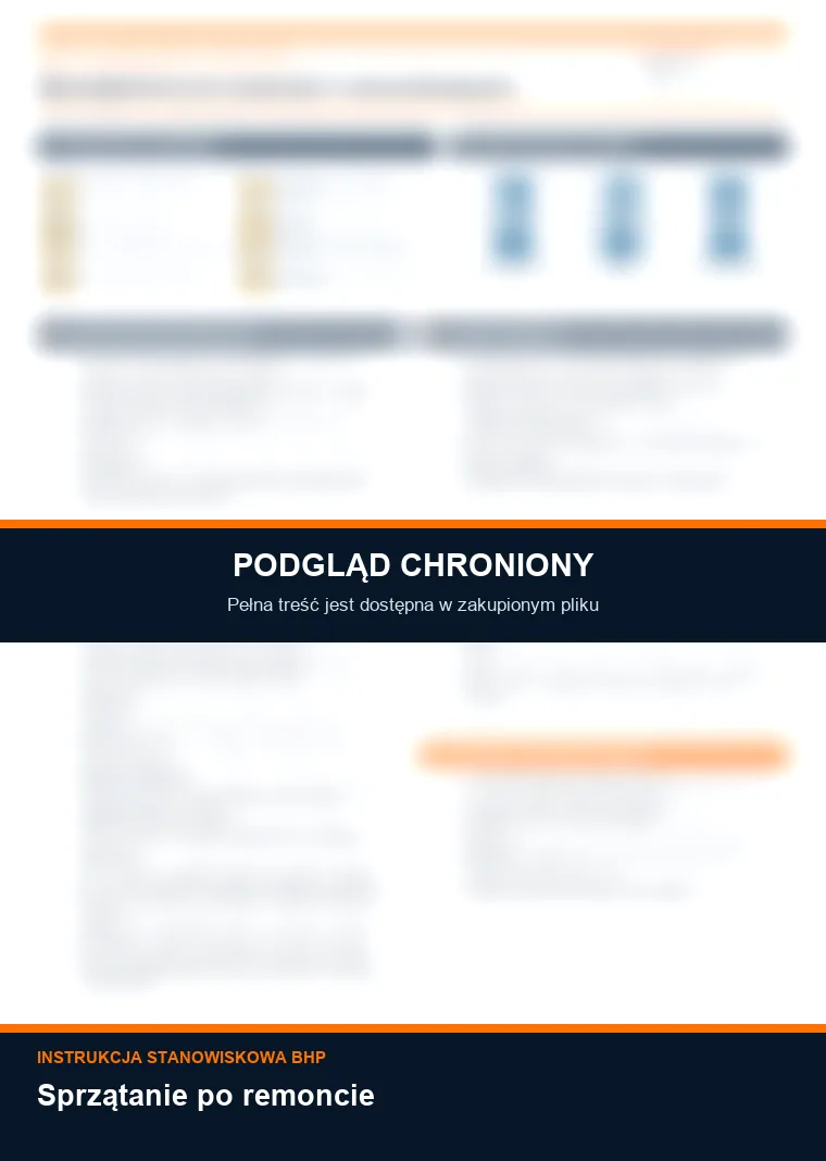 Instrukcja BHP - Sprzątanie po remoncie - chroniony podgląd instrukcji stanowiskowej