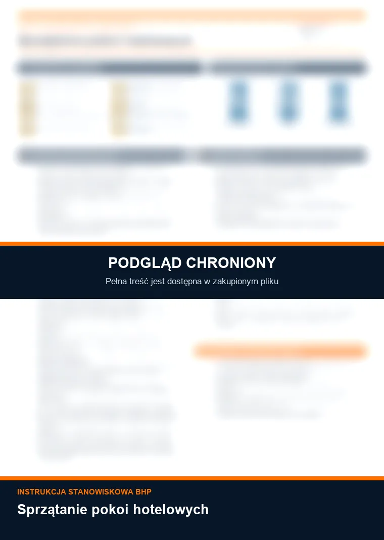 Instrukcja BHP - Sprzątanie pokoi hotelowych - chroniony podgląd instrukcji stanowiskowej