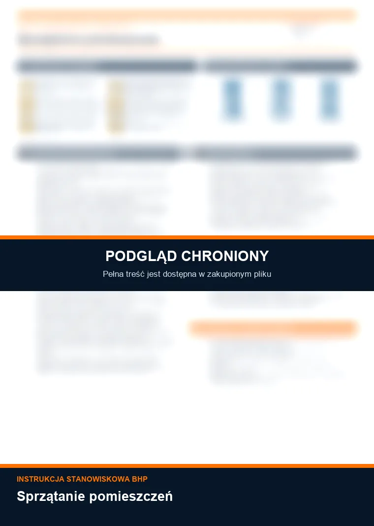 Instrukcja BHP - Sprzątanie pomieszczeń - chroniony podgląd instrukcji stanowiskowej
