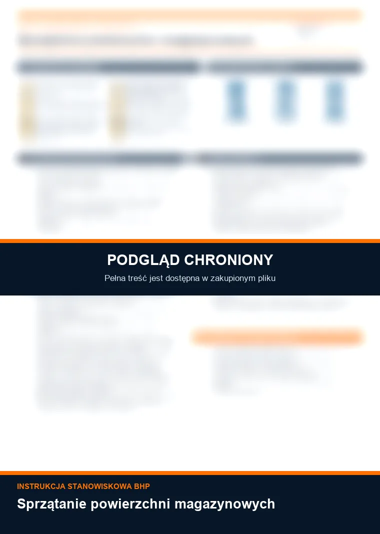 Instrukcja BHP - Sprzątanie powierzchni magazynowych - chroniony podgląd instrukcji stanowiskowej