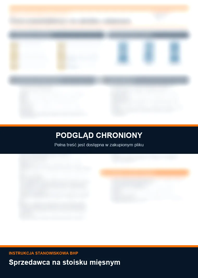 Instrukcja BHP - Sprzedawca na stoisku mięsnym - chroniony podgląd instrukcji stanowiskowej