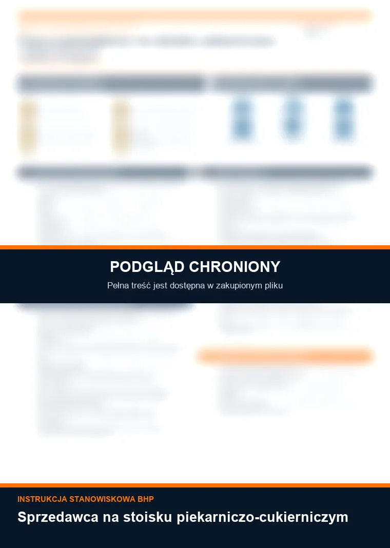 Instrukcja BHP - Sprzedawca na stoisku piekarniczo-cukierniczym - chroniony podgląd instrukcji stanowiskowej