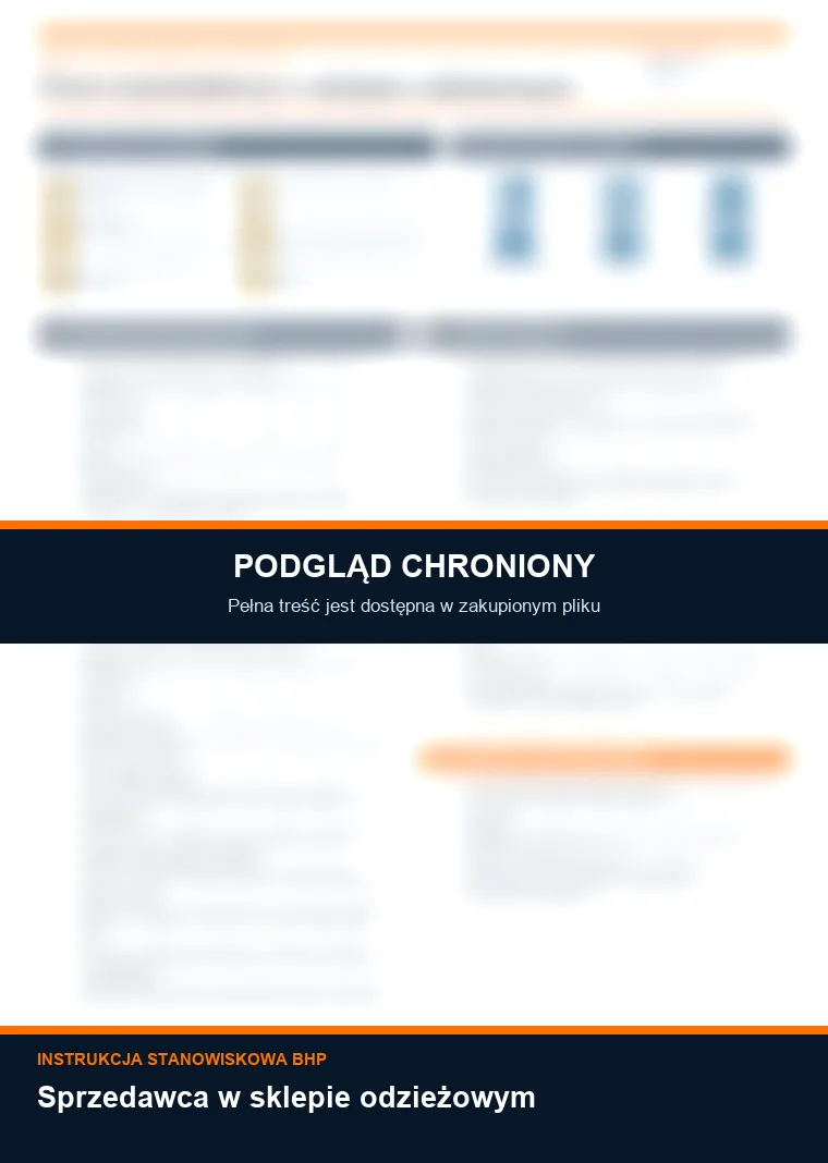 Instrukcja BHP - Sprzedawca w sklepie odzieżowym - chroniony podgląd instrukcji stanowiskowej