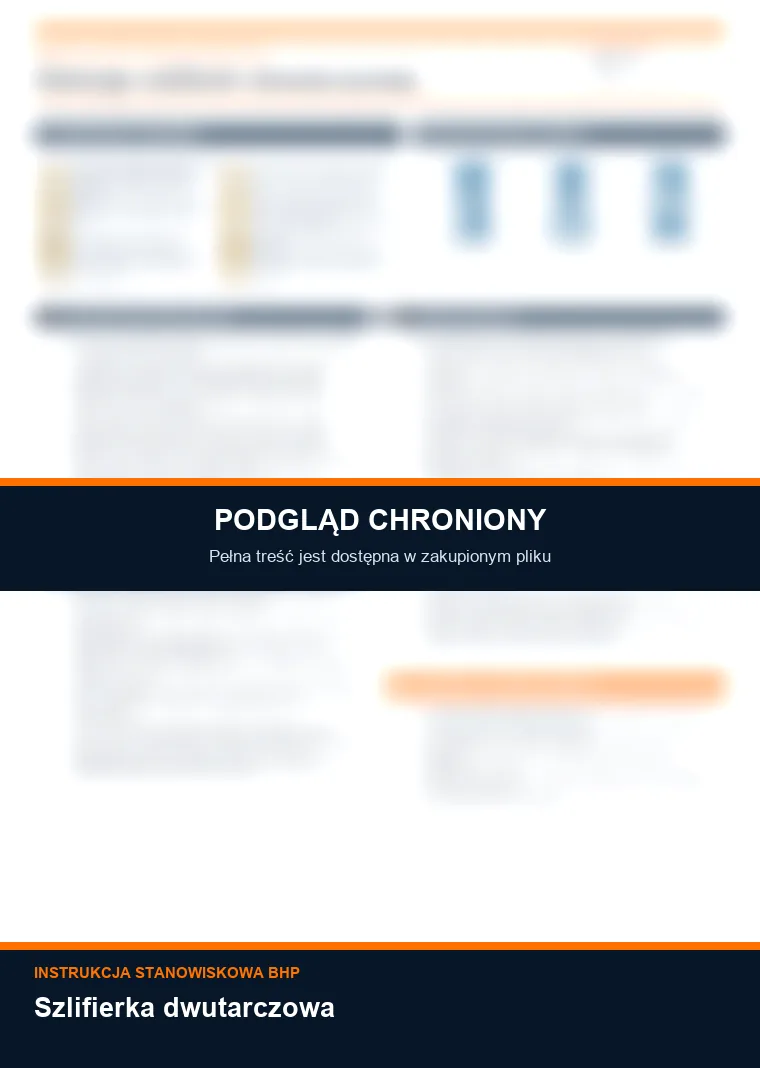 Instrukcja BHP - Szlifierka dwutarczowa - chroniony podgląd instrukcji stanowiskowej