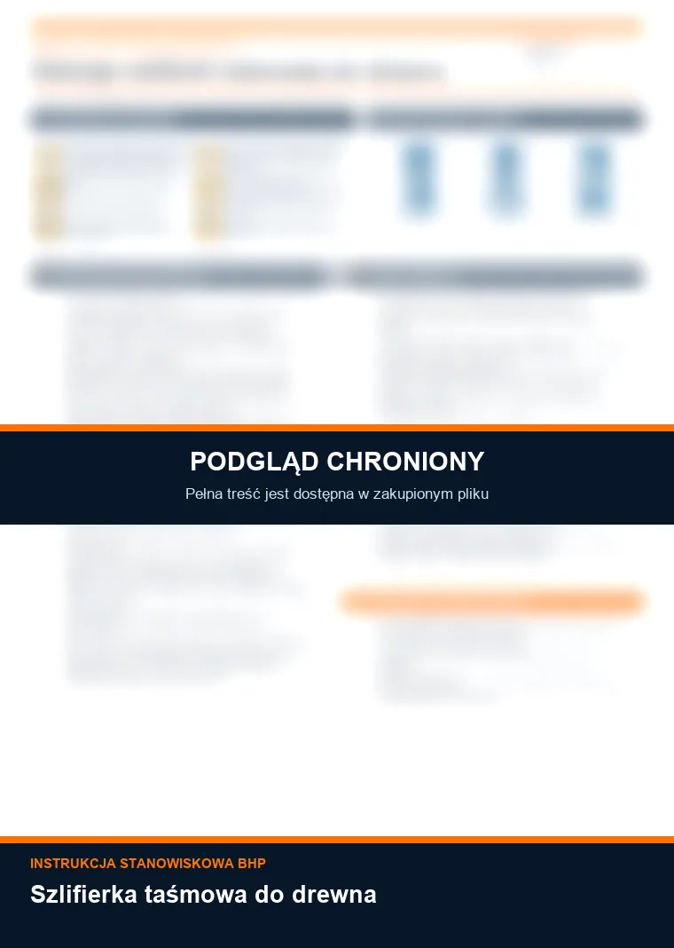 Instrukcja BHP - Szlifierka taśmowa do drewna - chroniony podgląd instrukcji stanowiskowej