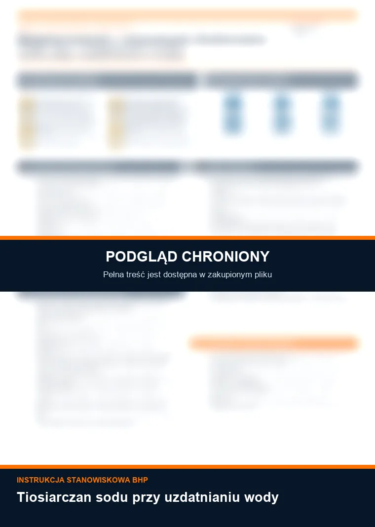 Instrukcja BHP - Tiosiarczan sodu przy uzdatnianiu wody - chroniony podgląd instrukcji stanowiskowej