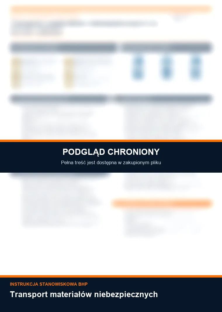 Instrukcja BHP - Transport materiałów niebezpiecznych - chroniony podgląd instrukcji stanowiskowej