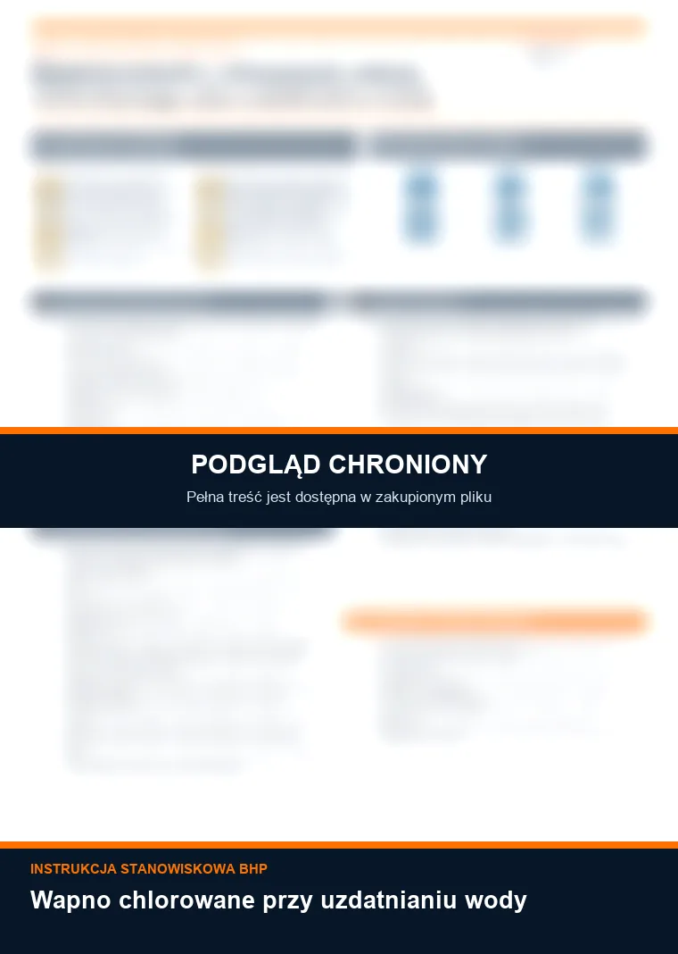 Instrukcja BHP - Wapno chlorowane przy uzdatnianiu wody - chroniony podgląd instrukcji stanowiskowej