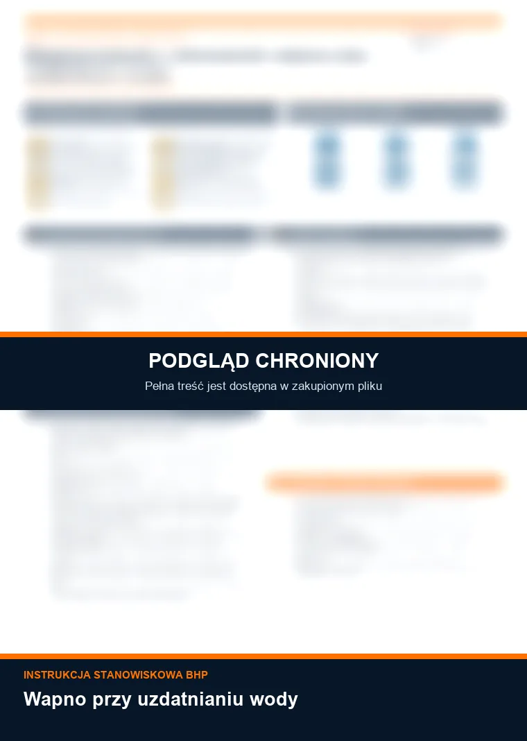 Instrukcja BHP - Wapno przy uzdatnianiu wody - chroniony podgląd instrukcji stanowiskowej