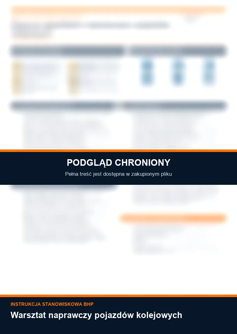 Instrukcja BHP - Warsztat naprawczy pojazdów kolejowych - chroniony podgląd instrukcji stanowiskowej