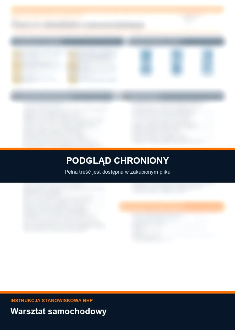 Instrukcja BHP - Warsztat samochodowy - chroniony podgląd instrukcji stanowiskowej