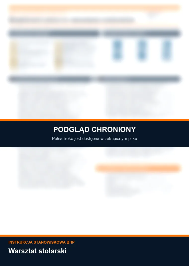Instrukcja BHP - Warsztat stolarski - chroniony podgląd instrukcji stanowiskowej