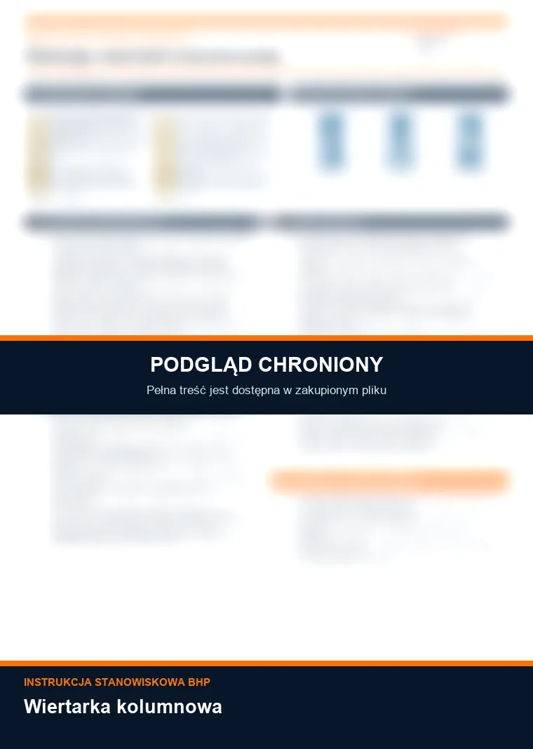 Instrukcja BHP - Wiertarka kolumnowa - chroniony podgląd instrukcji stanowiskowej