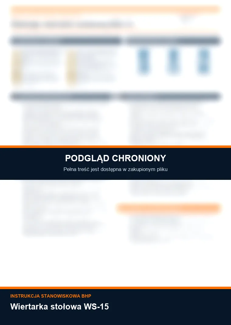Instrukcja BHP - Wiertarka stołowa WS-15 - chroniony podgląd instrukcji stanowiskowej