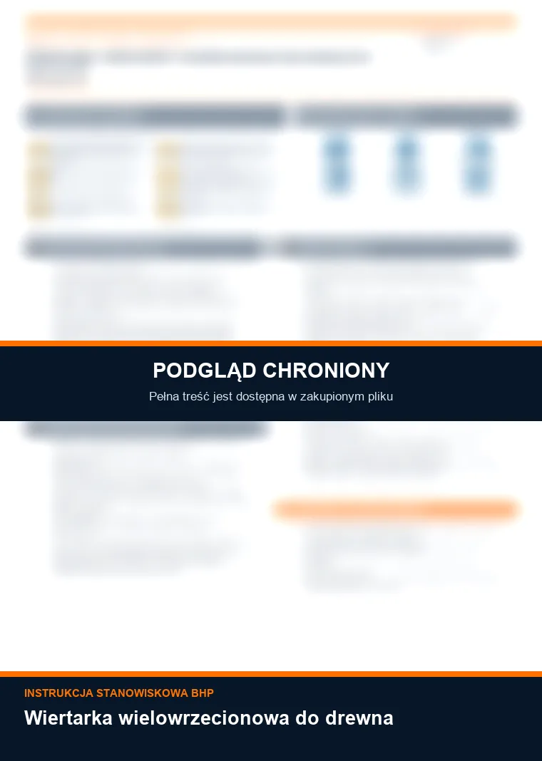 Instrukcja BHP - Wiertarka wielowrzecionowa do drewna - chroniony podgląd instrukcji stanowiskowej